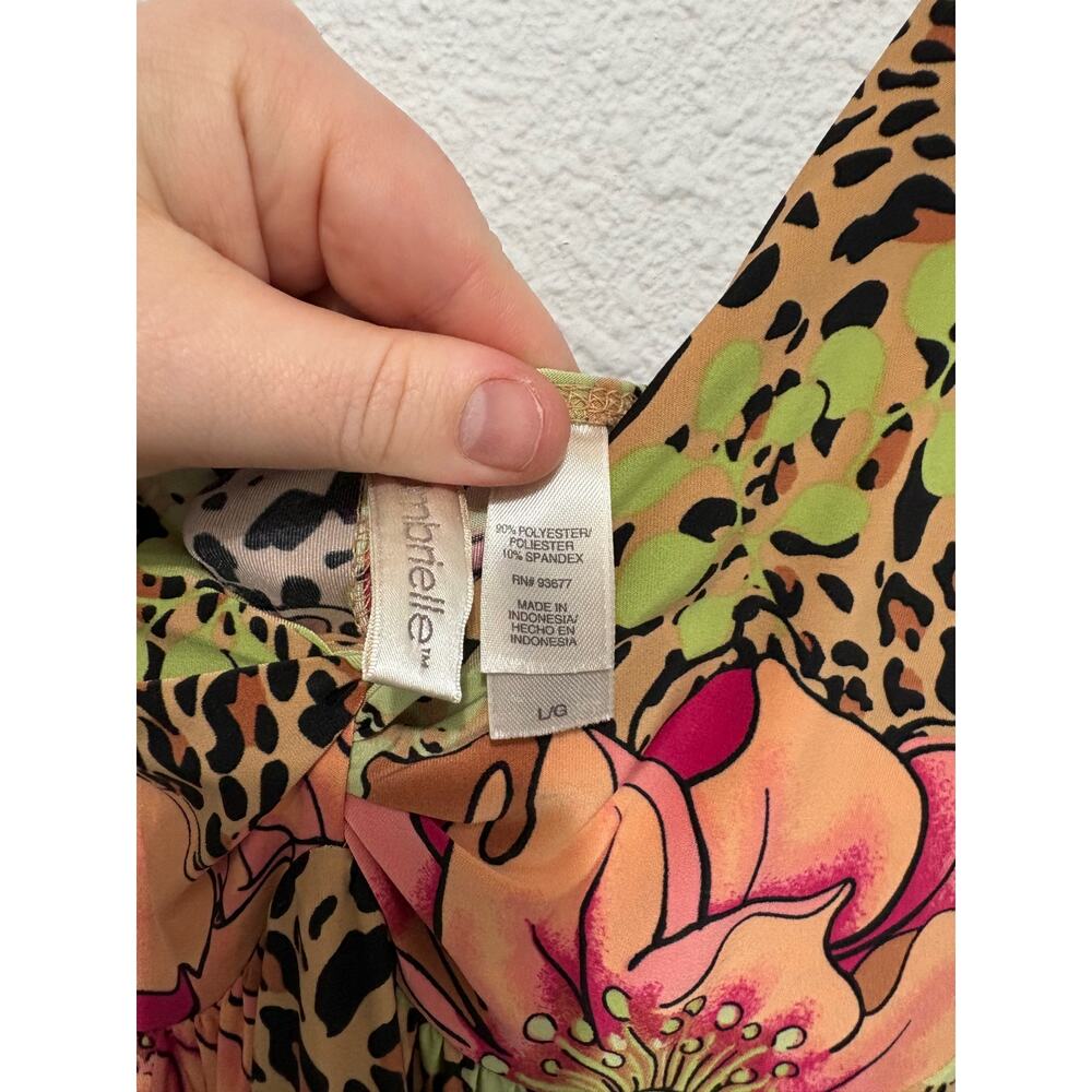 Vintage Y2K Maxi Dress Floral Leopard Print Mob Wife Large - Picture 4 of 4